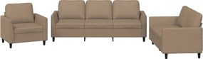 vidaXL Set de canapele cu perne, 3 piese, cappuccino, piele ecologică