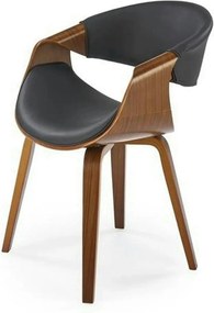 Scaun picioare lemn K544, negru/nuc, piele ecologica/placaj, 55x55x77