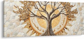Tablou – Arborele vieții auriu în mozaic (120x50 cm)