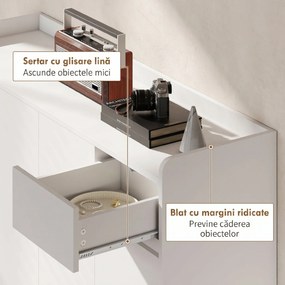 HOMCOM Pantofar Hol cu 4 Uși Push-to-Open, Rafturi Reglabile, MDF și Lemn Pin, 120x35x100 cm, Alb | Aosom Romania