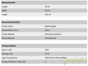 Stalp LED iluminat exterior IP65 H200cm DAIKO AL 11K/177.200 schwarz-kupfer OR