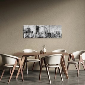 Tablou - Oraș de artă de cafea (cu ceas) (90x30 cm)