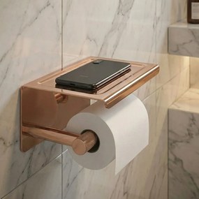 Suport pentru hârtie igienică cu poliță 6613 Modern Copper