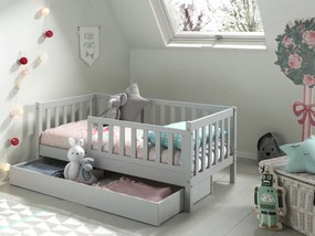 Set TODDLER format în Pat copii pentru copii mici (70 x 140 cm) cu sertar de depozitare.