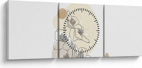 Tablou - Flori bej cu fluture N⁰4 (cu ceas) (90x30 cm)