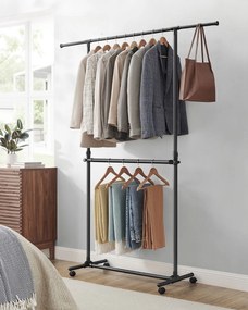 Suport pentru haine în două trepte JASON, 101-165x49x113-180cm, negru SongmicsHome