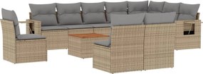 vidaXL Set canapele de grădină, 11 piese, cu perne, bej, poliratan