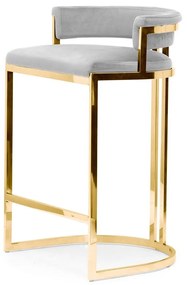 Scaun de bar tapitat Vegas Gri/Gold –  h92 cm