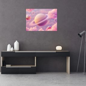 Tablou pe sticlă - Planetă roz (70x50 cm)