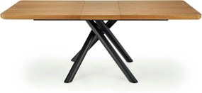 Masa mare living DERRICK, stejar natural/negru, 160/200x90x75 cm