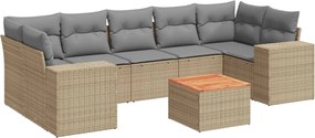 vidaXL Set canapele de grădină, 8 piese, cu perne, bej, poliratan