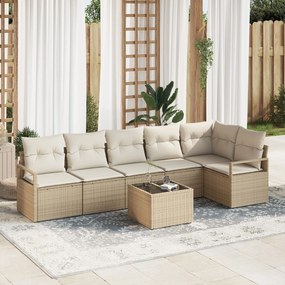 vidaXL Set de canapele pentru grădină 7 pcs Bej Rattan poli
