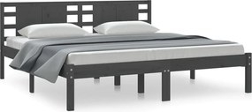 vidaXL Cadru de pat, gri, 200x200 cm, lemn masiv de pin