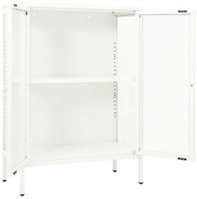 Servanta, alb, 75x35x105 cm, otel si sticla 1, Alb