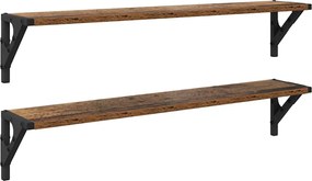 vidaXL Șemele de perete cu raft 2 pcs Lemn Vechi 80 x 15 x 15,5 cm