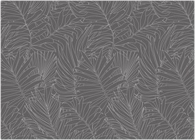 Tablou pe sticlă - Frunze de palmier gri (70x50 cm)