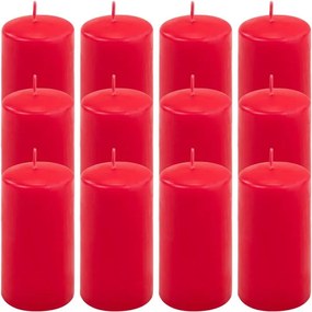 Set de lumânări pilon, 11,5 cm, Ø 6 cm, roșu, 12 buc.