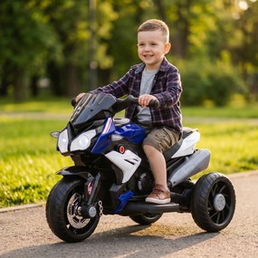 HOMCOM Motocicletă Electrică pentru Copii 3-5 Ani, Max. 25kg, cu Baterie 6V, Albastru | Aosom Romania
