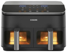 Friteuza cu aer cald Cosori Dual Basket CAF-R901-AEU, 1750 W, 8.5 L, 8 programe, Timer, Ecran tactil, Negru