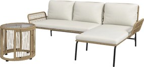 Outsunny Set de șezut pentru grădină, set mobilier lounge, PE-Rattan, 122 x 79 x 75 cm, natural + crem | Aosom Romania