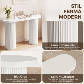 HOMCOM Consolă modernă îngustă cu spațiu ascuns, 103 cm, alb | Aosom Romania
