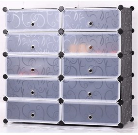 Organizator de pantofi modular, negru   alb lapte, BEKIM TYPE 1