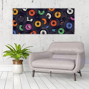 Tablou - plăci de gramofon (120x50 cm)