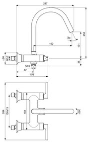 Baterie cada - dus Ideal Standard Atelier Joy Neo crom lucios dubla comanda
