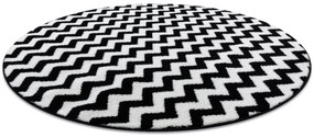 Covor Sketch rotund - F561 negru și alb - Zig Zag
