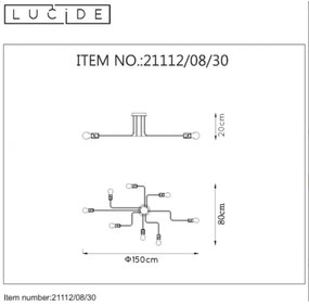 Lucide 21112/08/30 - Lustră aplicată LESTER 8xE27/40W/230V