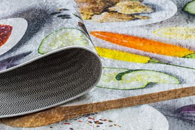 ANDRE 33580 covor lavabil Condimente, legume bucatarie, anti-alunecare - argint / verde