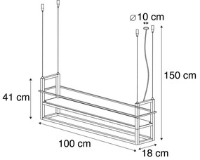 Lampă suspendată inteligentă maro ruginiu cu raft inclusiv 4 WiFi A60 - Cage Rack