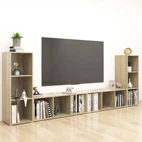vidaXL Dulapuri TV, 4 buc, stejar sonoma, 107x35x37 cm, lemn prelucrat