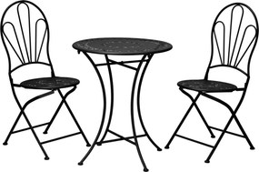 Set mobilier de gradina Romantic Bistro, 3 piese, lemn, negru