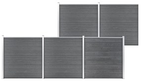 Gard de gradina, gri, 872 x 186 cm, WPC 1, Gri, 5 sectiuni