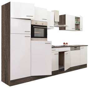 Mobilă de bucătărie Yorki 340, corp din stejar Yorki, cu față alb satinat