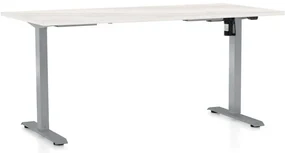 Masă înălțime reglabilă OfficeTech A, 160 x 80 cm, picioare gri, frasin alb