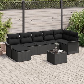 vidaXL Set de canapele pentru grădină cu pernă 8 pcs Negru Rattan poli