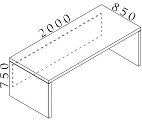 Masa Lineart 200 x 85 cm, ulm deschis