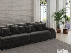Canapea extensibilă dumonde cu 2 lăzi de depozitare si sezut confortabil din spuma high-density, Verona Madagaskar Black 310x100 cm