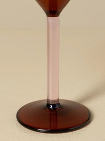 Pahar cocktail din sticlă borosilicată, camel cu picior roz deschis, 15 × 10 cm, „Twiggy"