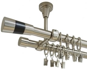 Galerie dubla VALEO NEGRU prindere tavan 19 mm INOX (Alege marime: 120 cm)