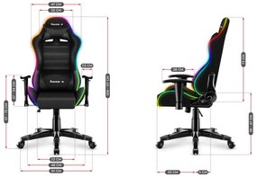 Scaun gaming pentru copii Rover 6 (negru + multicolor) (cu iluminat LED). 1087549