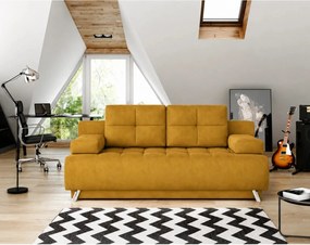 Canapea extensibila OSLO, stofa catifelata galben - Terra 48, Gama Pre