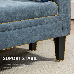 HOMCOM Bancă Capitonată pentru Dormitor cu Brațe, 2 Perne Cilindrice și Picioare din Lemn, 115,5x45x56 cm, Gri | Aosom Romania