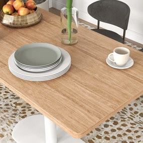 HOMCOM Masă dreptunghiulară pentru 6 persoane, 120 x 70 x 75 cm, masă de bucătărie cu picior central și blat gros stejar alb | Aosom Romania