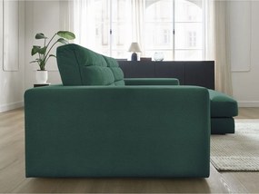 Colțar verde cu tapițerie din catifea (cu colț pe partea dreaptă/cu șezlong) Sierra – Bobochic Paris