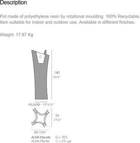 Ghiveci de flori/Jardiniera plante design modern exterior/interior ALMA PLANTER 53013R Vondom