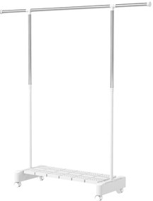 HOMCOM Uscător Vertical Extensibil cu Roți și Raft pentru Încălțăminte Alb | Aosom Romania