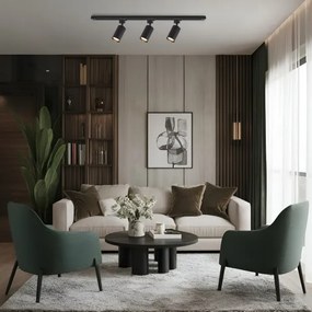 Spot pe șină TIGER, 3x GU10, 10W, 230V, negru